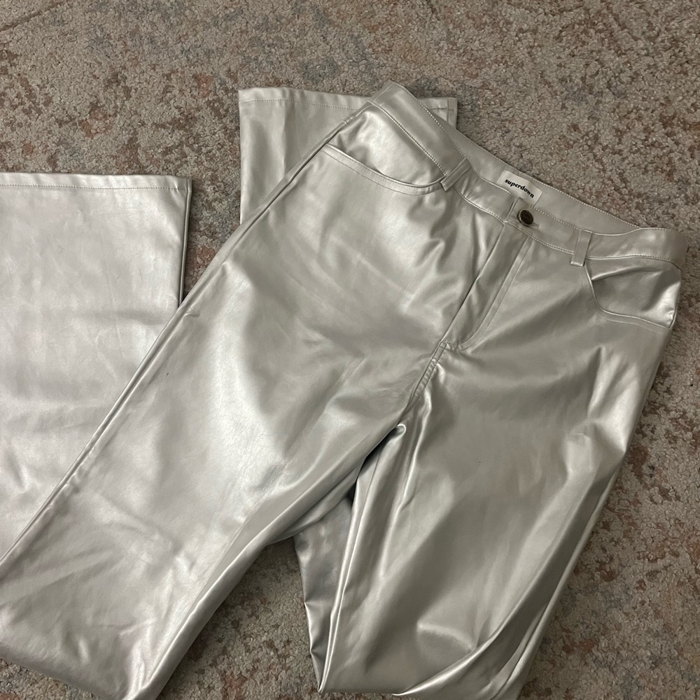 Revolve Superdown Silver Metallic Pants - image 1
